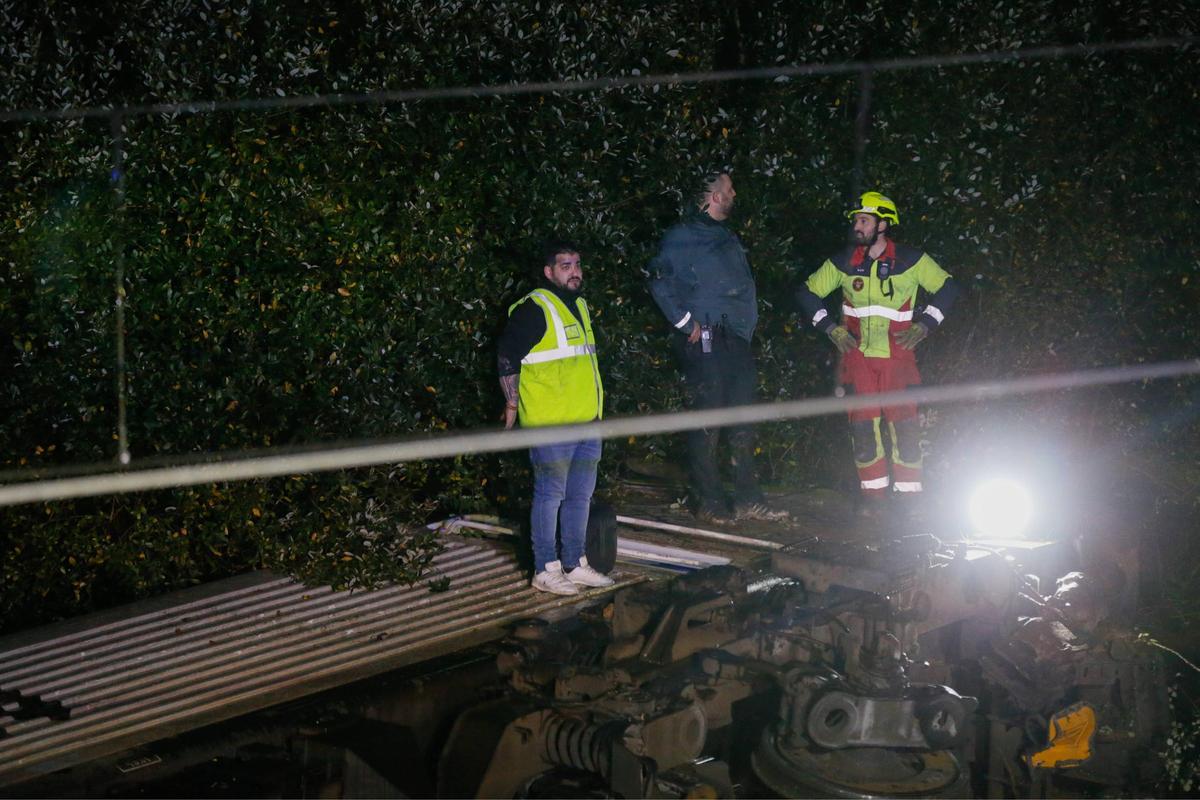 Descarrila un tren que transportaba bobinas de cobre en As Neves
