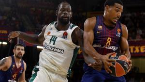 Gist (Panathinaikos) y Pressey (Barça), en un duelo de la Euroliga.