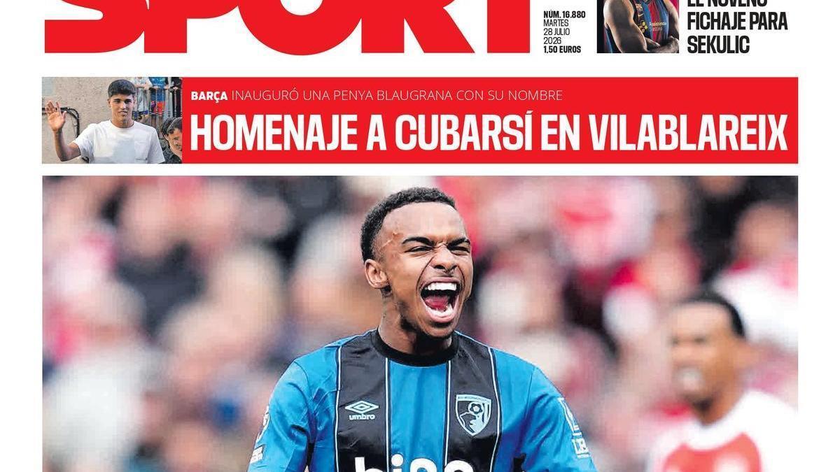 Esta es la portada de SPORT de hoy martes, 28 de julio de 2026