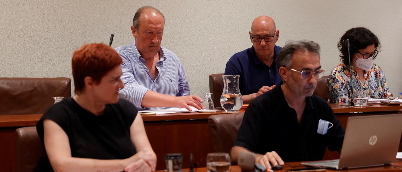 Los concejales de Ciudadanos Avilés (en primer término). Por la izquierda, Carmen Pérez Soberón, Antonio Rañón y el portavoz Jose Ferrera.