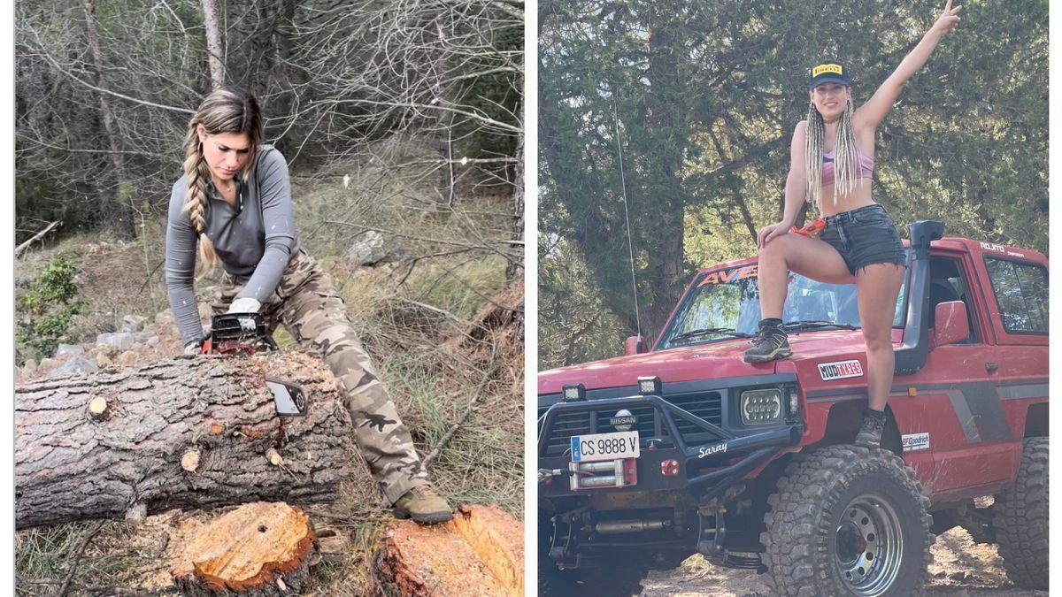 Igual coge una motosierra, que una azada, que uno de los dos tractores. Saray podría ser prácticamente autosuficiente.