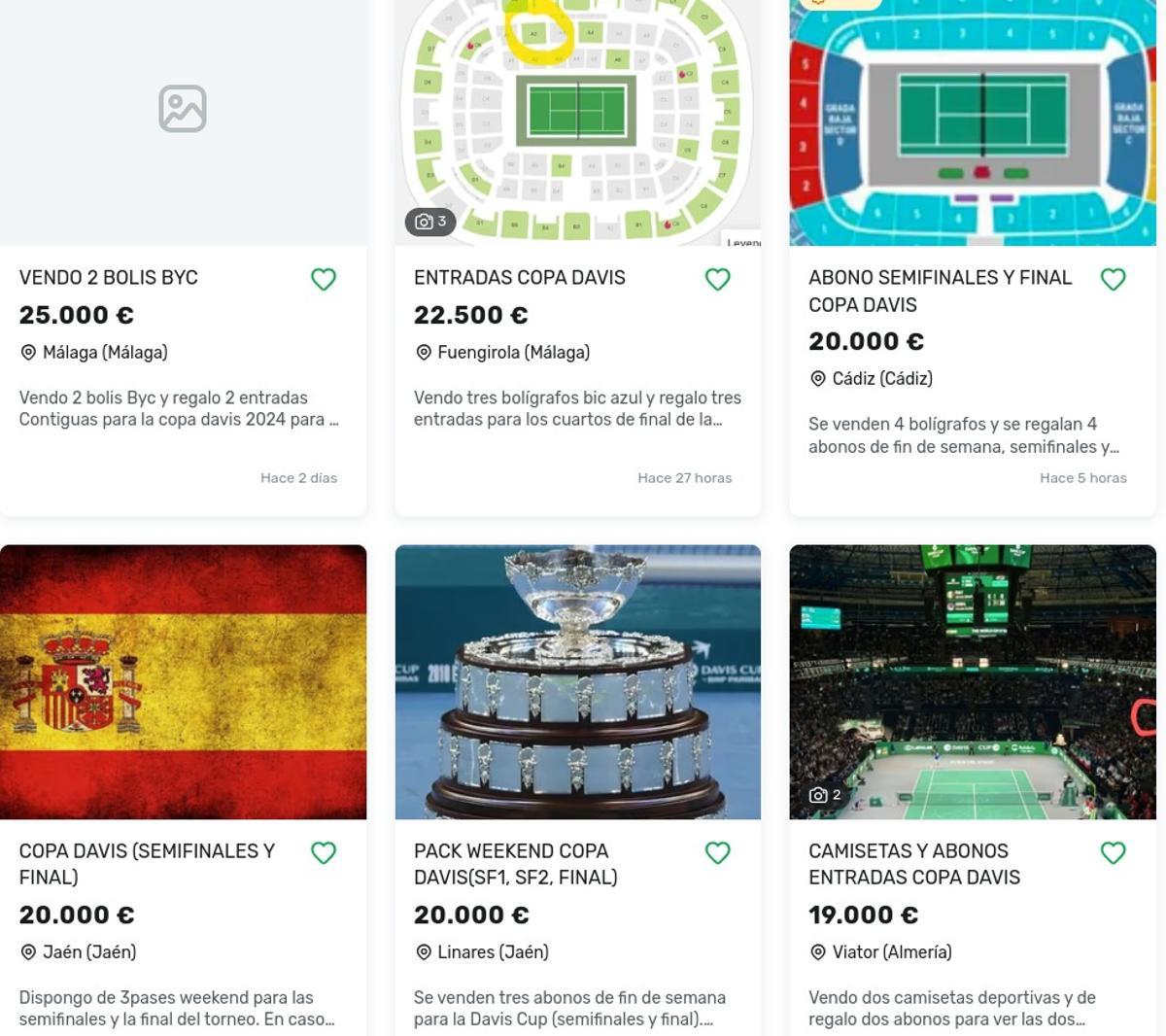 Anuncios de reventa para ver al tenista mancorí.