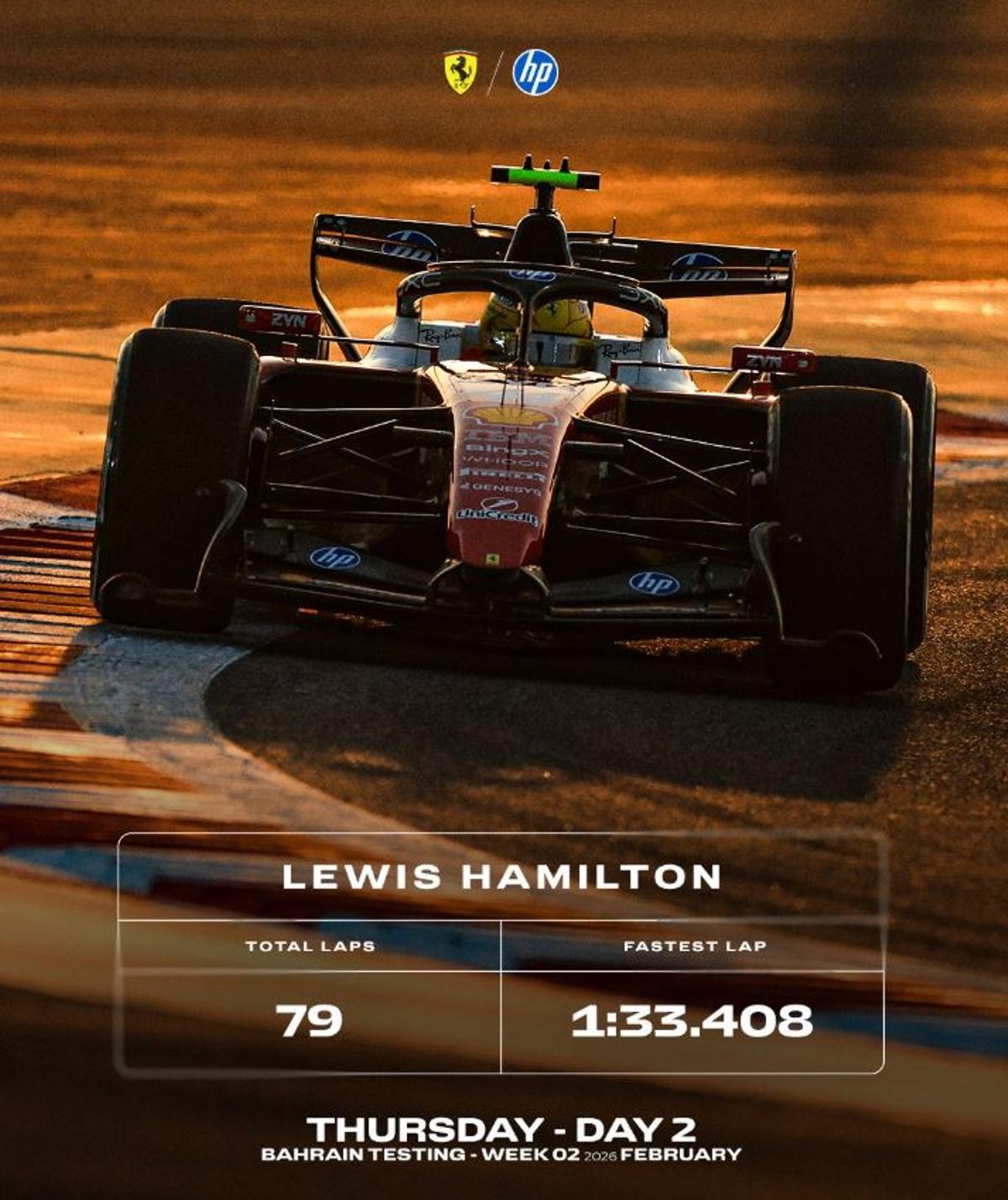 Lewis Hamilton rodando en los test de Bahrein
