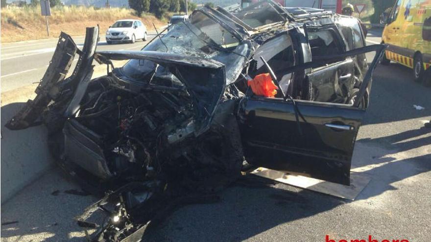 El cotxe accidentat, aquest dijous al matí