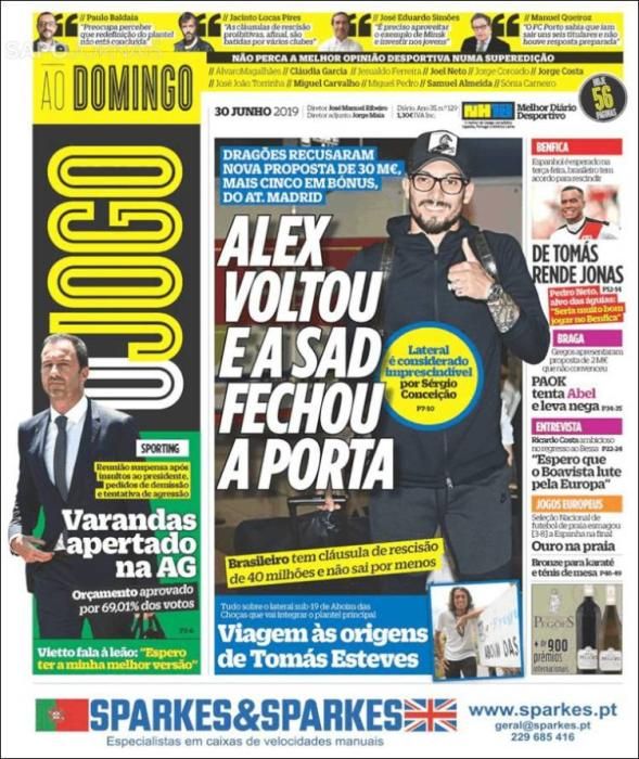 Portada O JOGO domingo 30 de junio de 2019