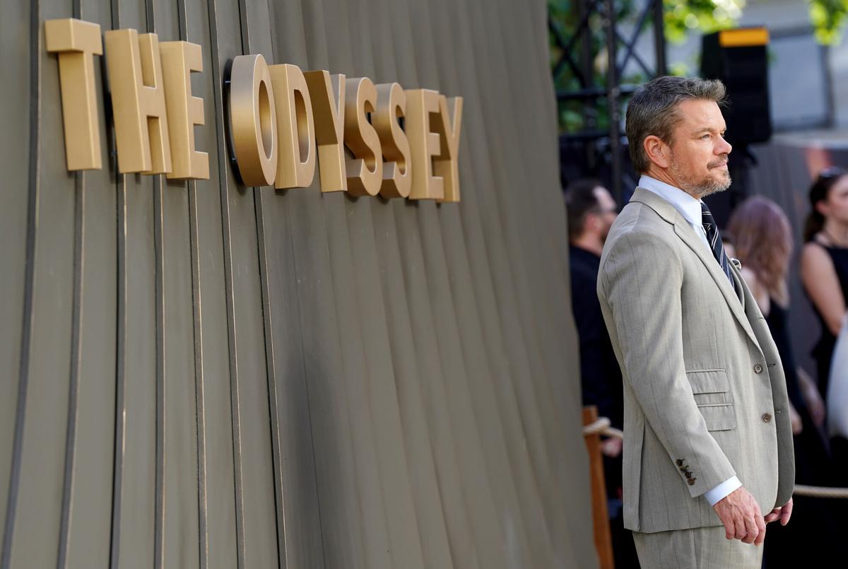 Matt Damon en el estreno mundial de The Odyssey en Leicester Square, Londres