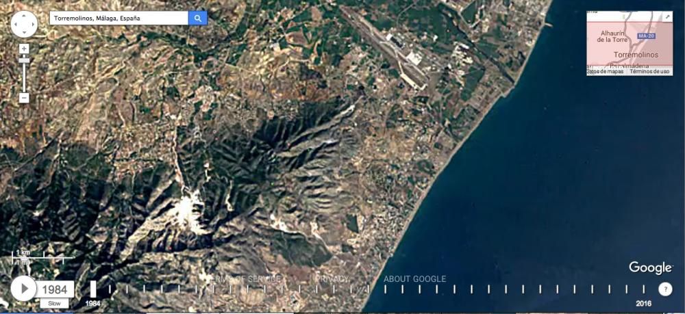 Así ha cambiado la provincia de Málaga desde 1984 a 2016.