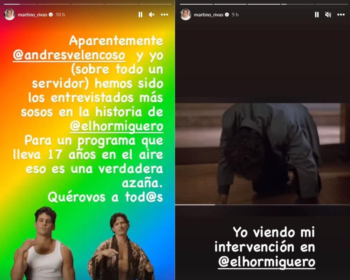 Martiño Rivas en redes sociales comentando su intervención en 'El Hormiguero'.