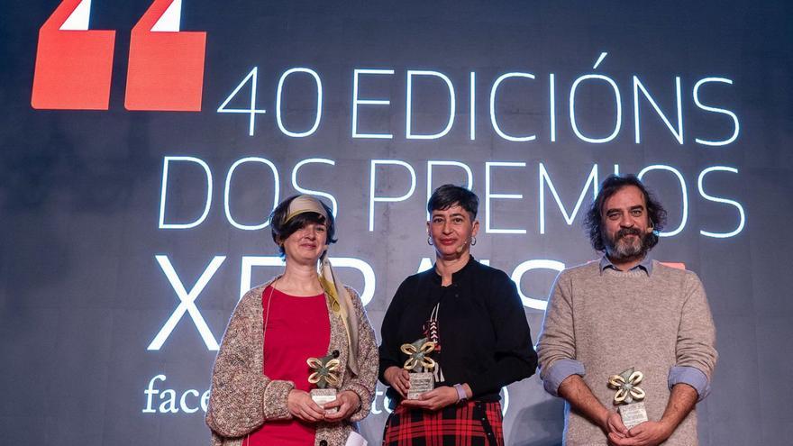 Leticia Barbadillo, María Reimóndez e Pedro Feijóo, os tres premiados por Xerais este ano.   | // FARO