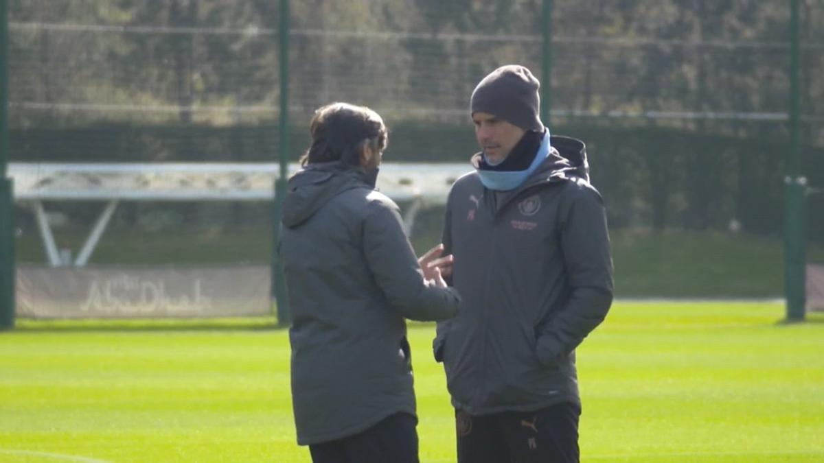 El Manchester City entrena antes de enfrentarse al Borussia Dortmund