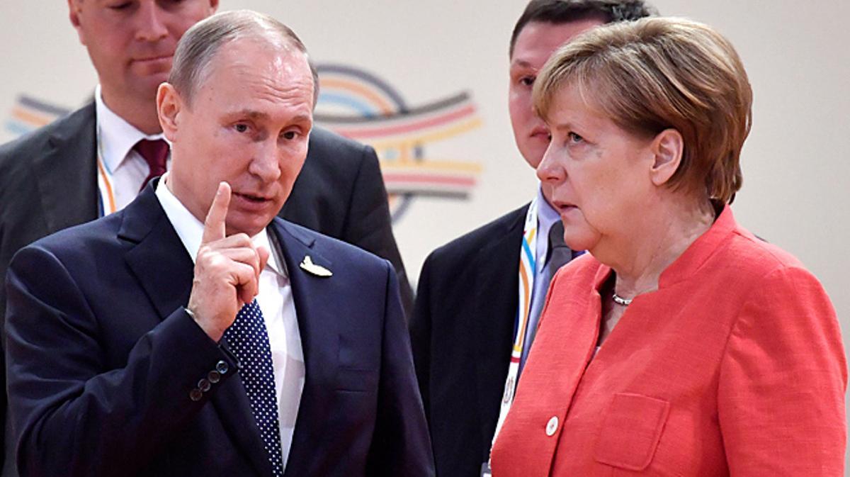 La reacció de Merkel davant Putin a la cimera del G-20 a Hamburg