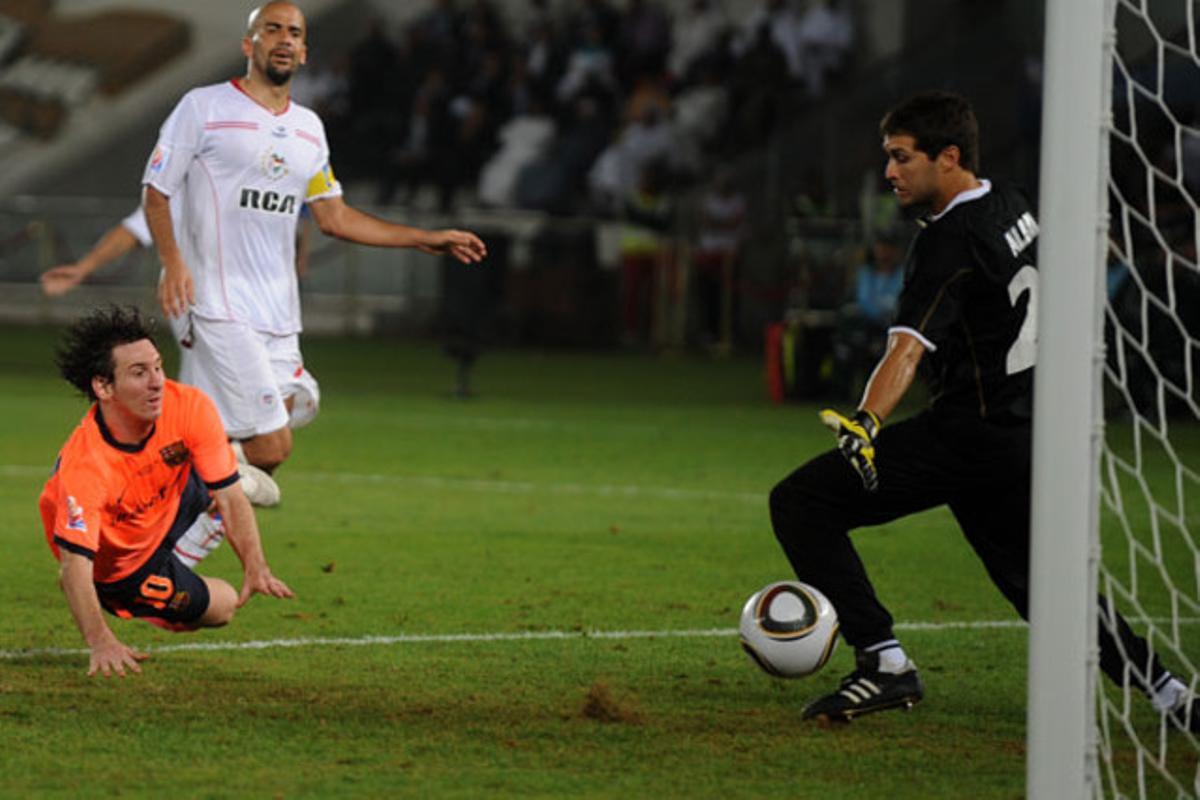 Mundial de clubs a Abu Dhabi entre el FC Barcelona i l’Estudiantes argentí. Gol en la pròrroga de Messi. 2009.