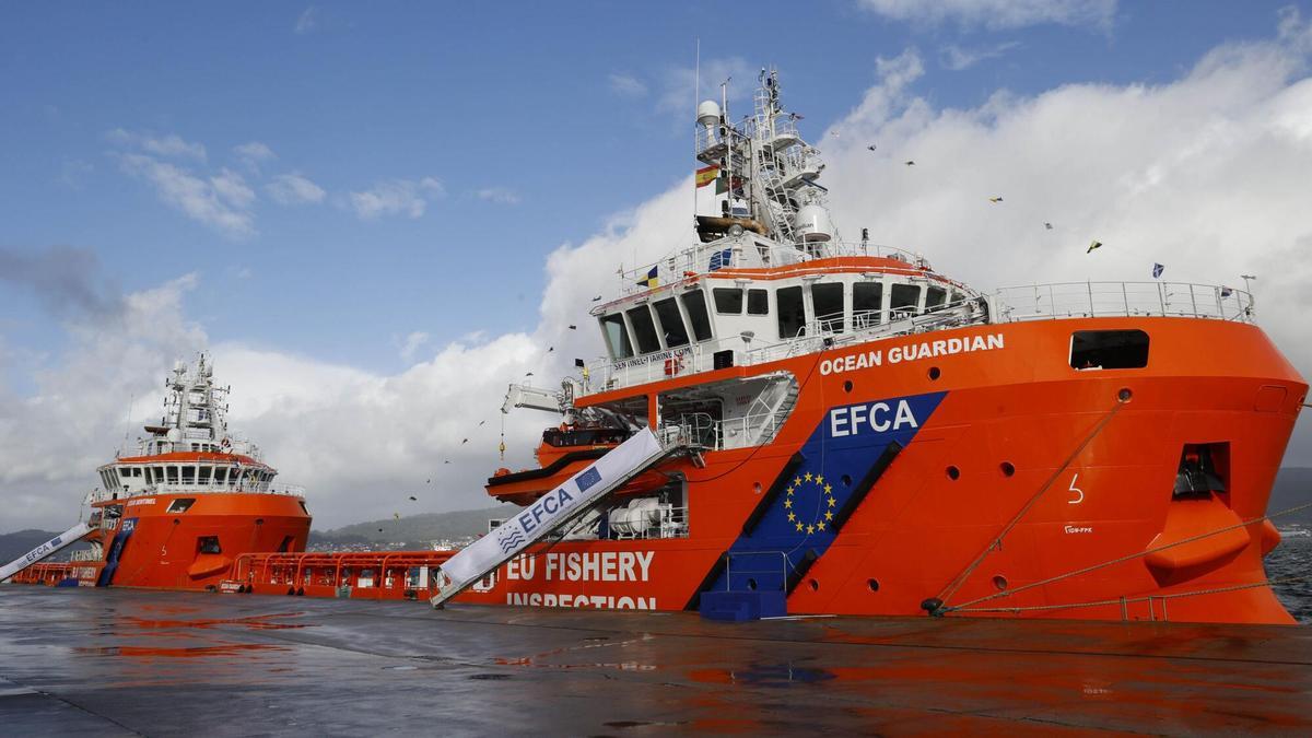 Los patrulleros de la EFCA en la jornada de su bautizo, el 17 de enero de 2023, en Vigo.