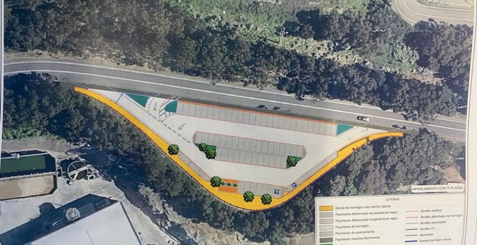 Boceto de cómo quedará el estacionamiento junto al puente de Rande, con la ampliación. |   // FDV