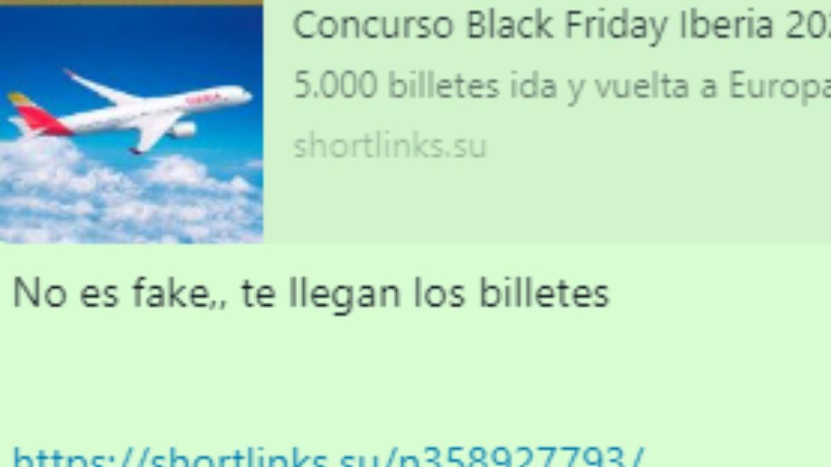 Iberia regala billetes por el Black Friday: la última estafa de WhatsApp -  Diario Córdoba