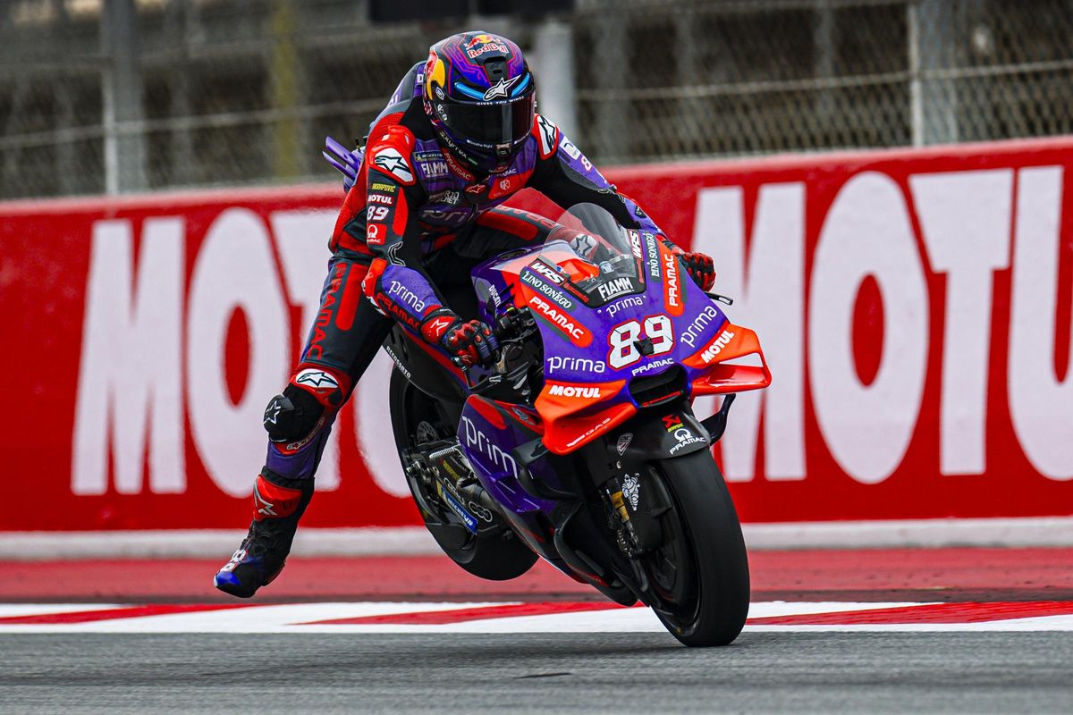 Jorge Martín (Ducati) ha rodado, hoy, al límite, en Montmeló, buscando los límites.