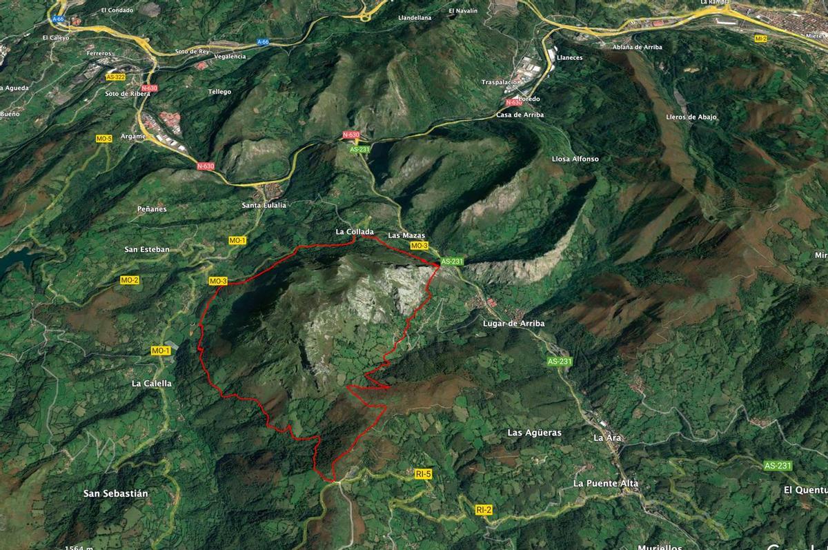 Plano del "Anillo Sacro", ruta que circunda al Monsacro