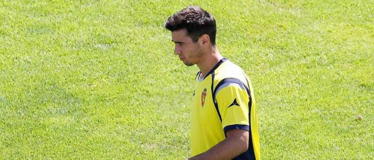 Jaime Romero, en un entrenamiento del Zaragoza.