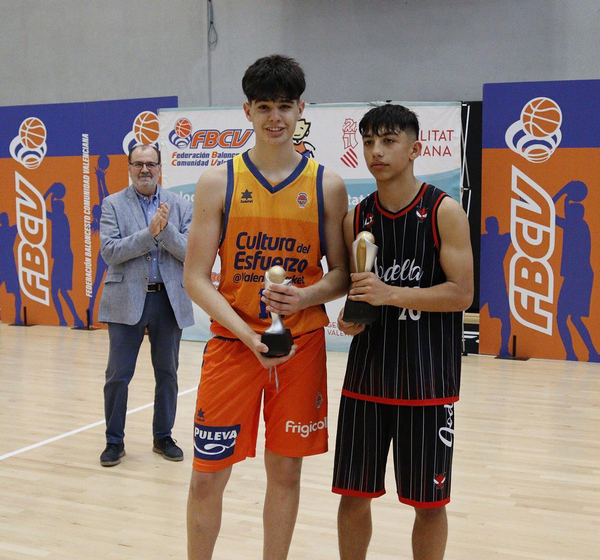 Javi Viguer (Fundación VB 2000) y Rafael Cohen (Sonia Bath Godella), recibieron el Trofeo de Mejor Jugador de la Fase Fina.