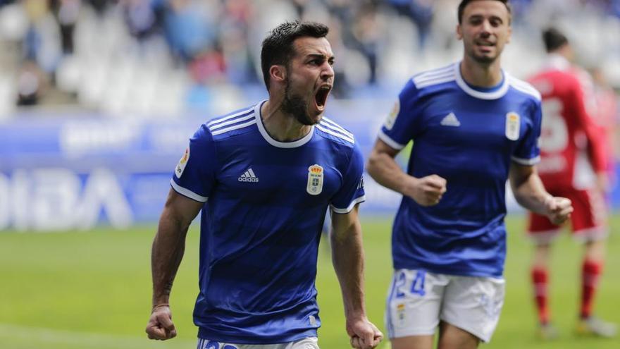 Joselu, celebrando un gol ante el Nàstic en el Tartiere