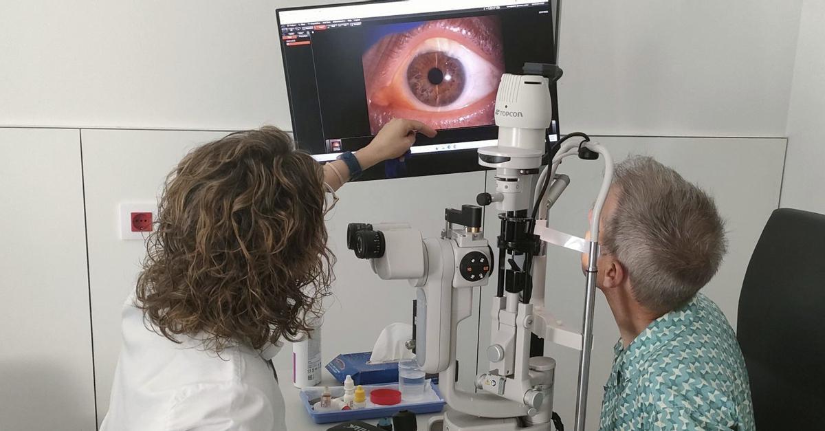 Una oftalmòloga revisa la visió a un pacient. | JORDI FONT / EFE