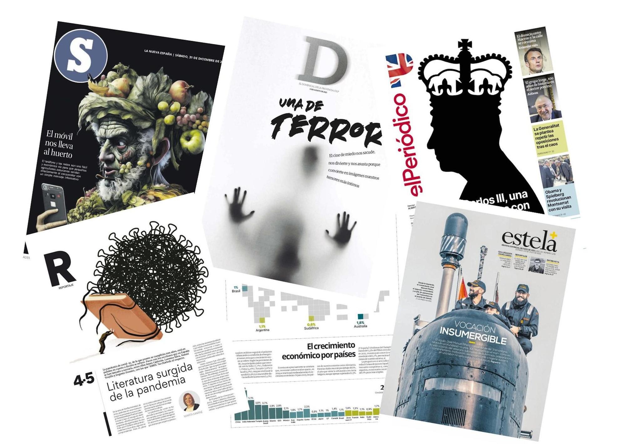 Alguna de los diseños de diarios de Prensa Ibérica galardonados por los European Newspapers Awards