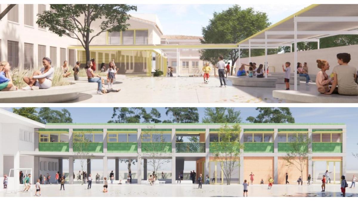 En las imágenes se puede ver una simulación de cómo quedarán los colegios Asunción y Sant Vicent después de la reforma prevista con el plan ‘Edificant’.