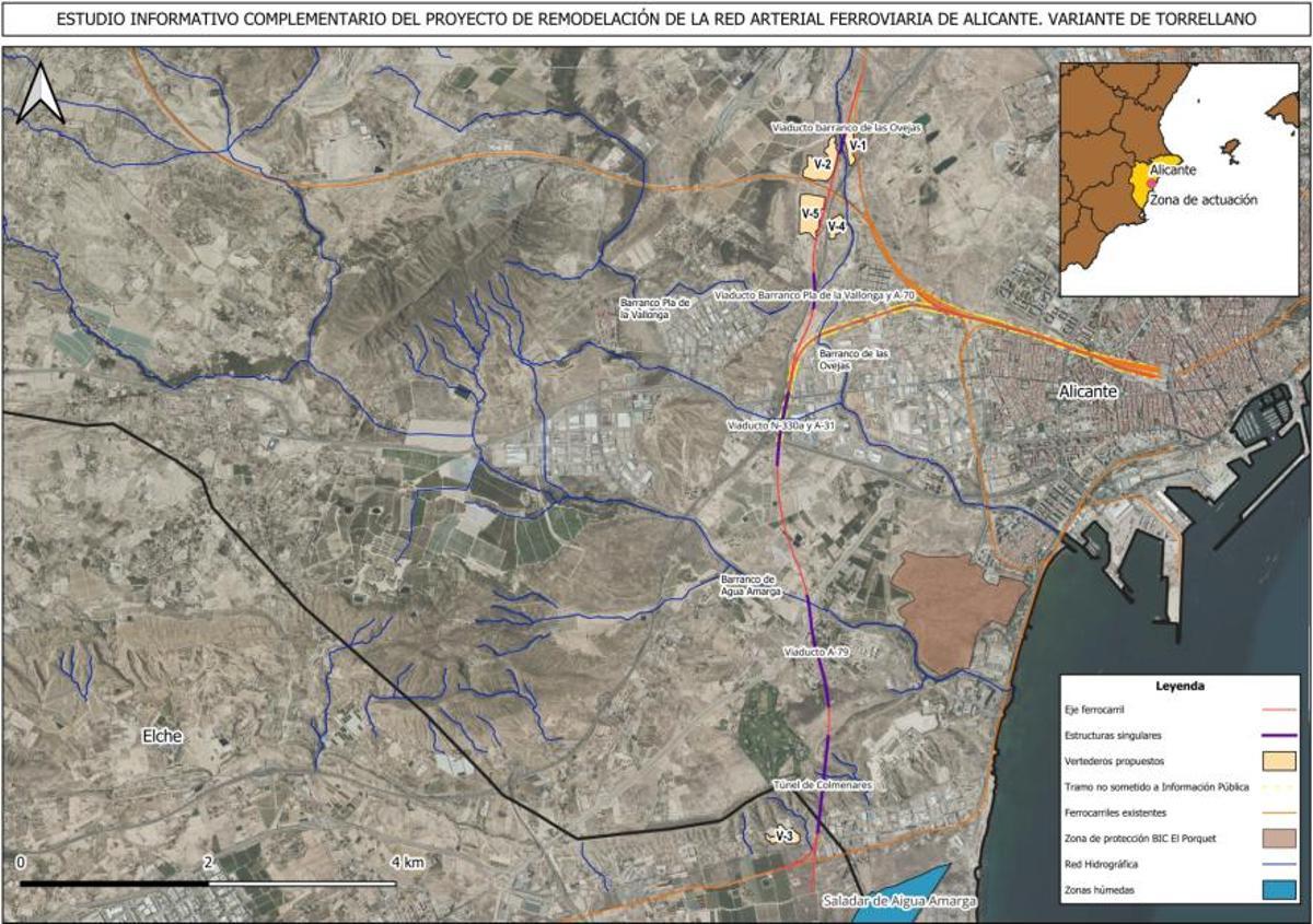 Plano del trazado de la variante de Torrellano.