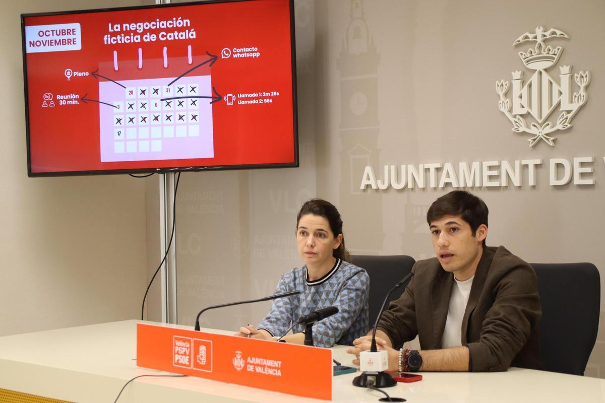 María Pérez y Borja Sanjuan, concejales socialistas de València.