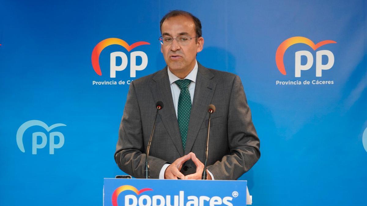 Rafael Mateos, este miércoles en la sede del PP.