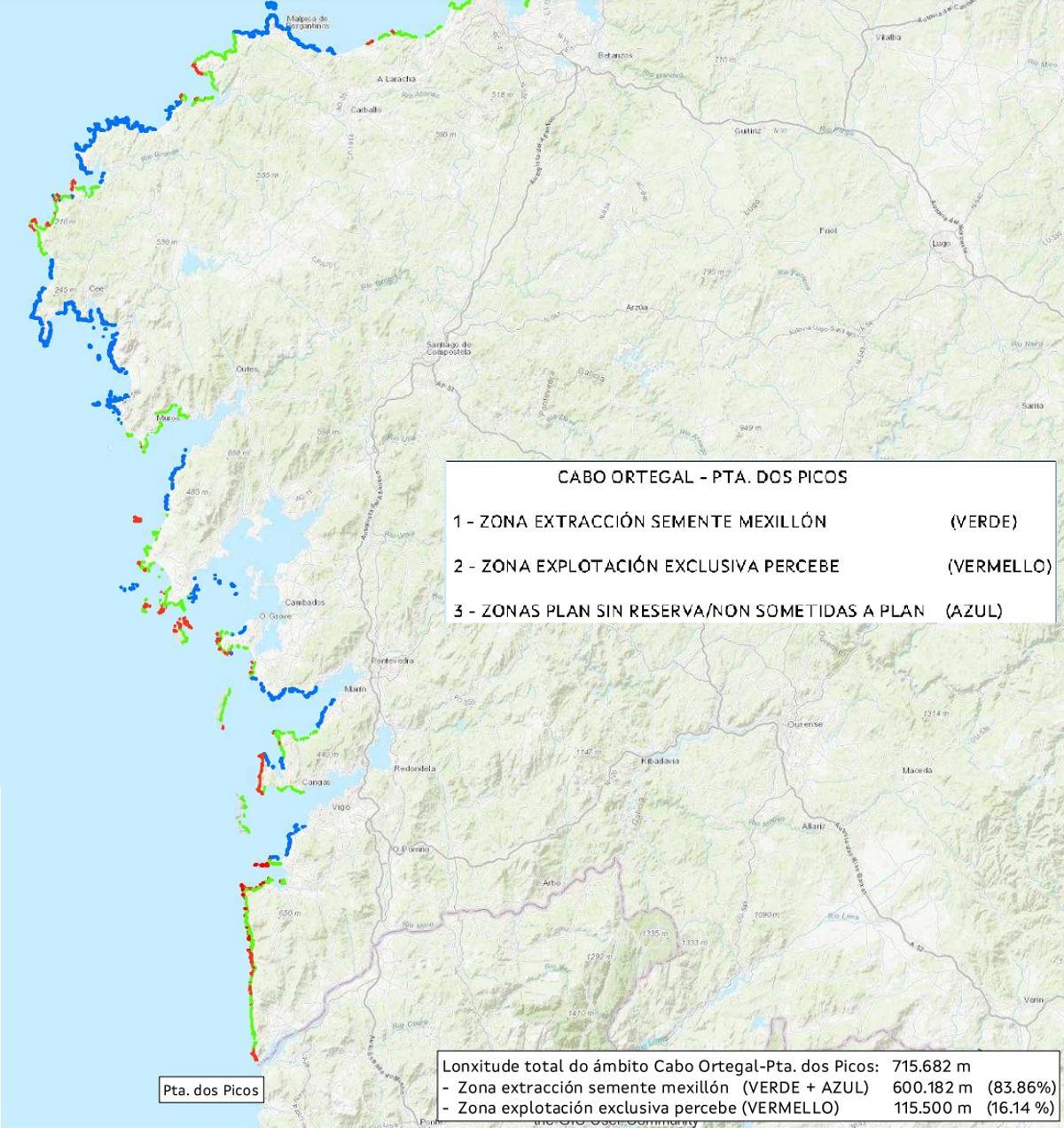 Mapa en el que se aprecian algunas de las principales zonas de extracción del litoral atlántico. |   //  FDV
