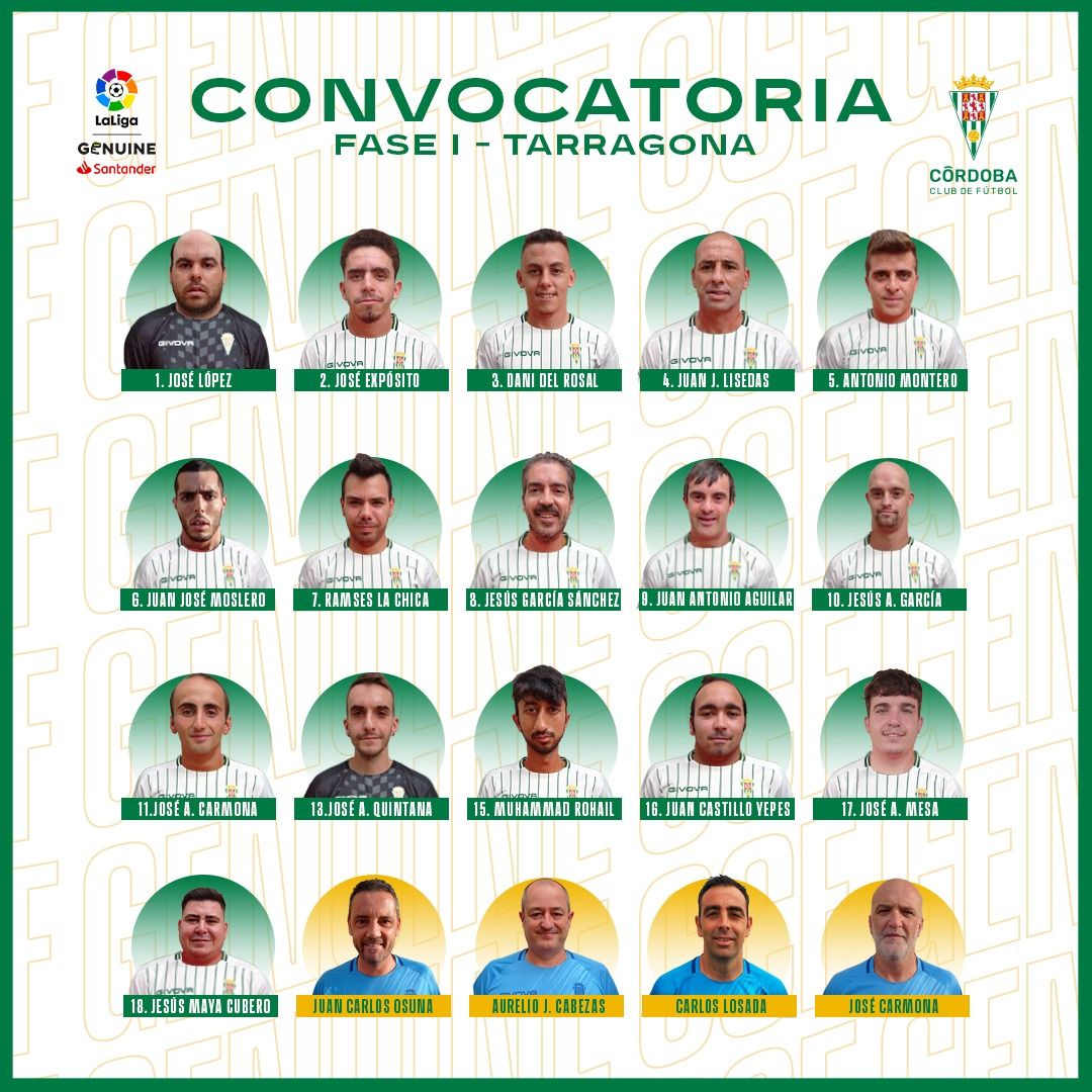 Convocatoria del Córdoba CF Genuine para la Fase 1 de Tarragona.