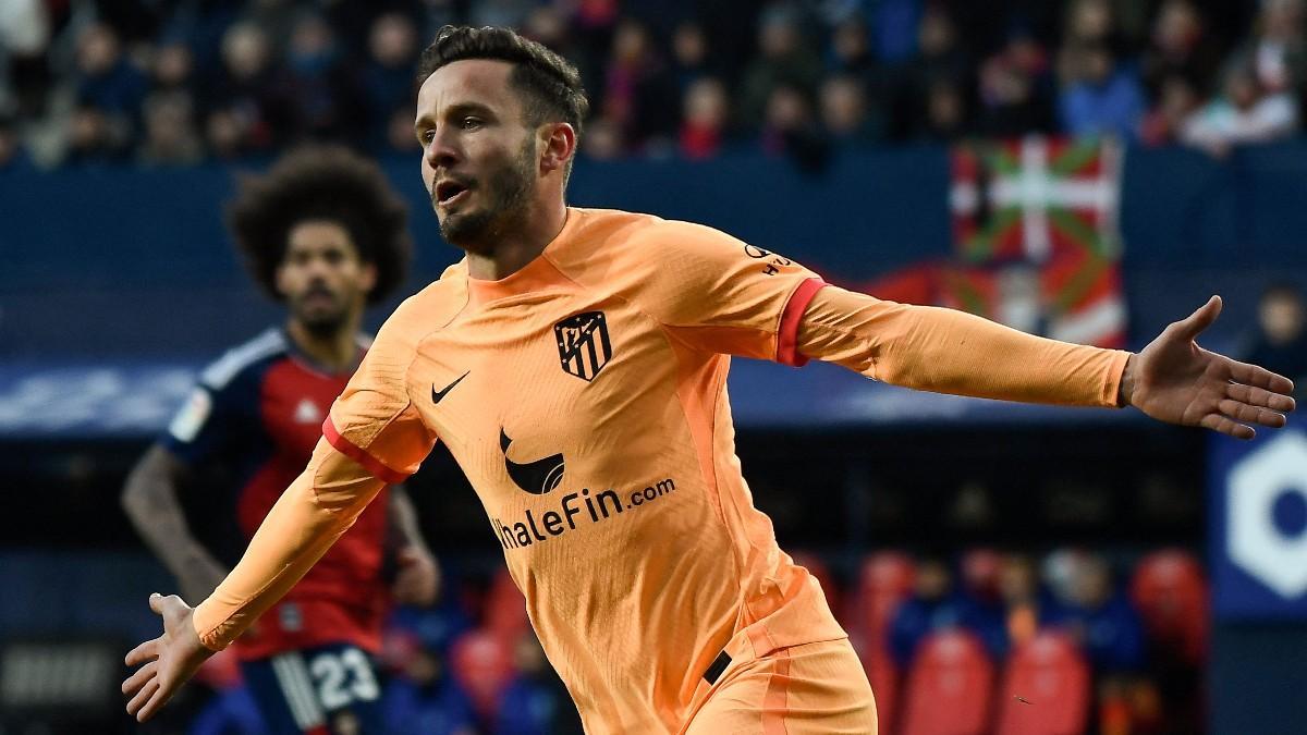 Saúl celebra su tanto ante Osasuna