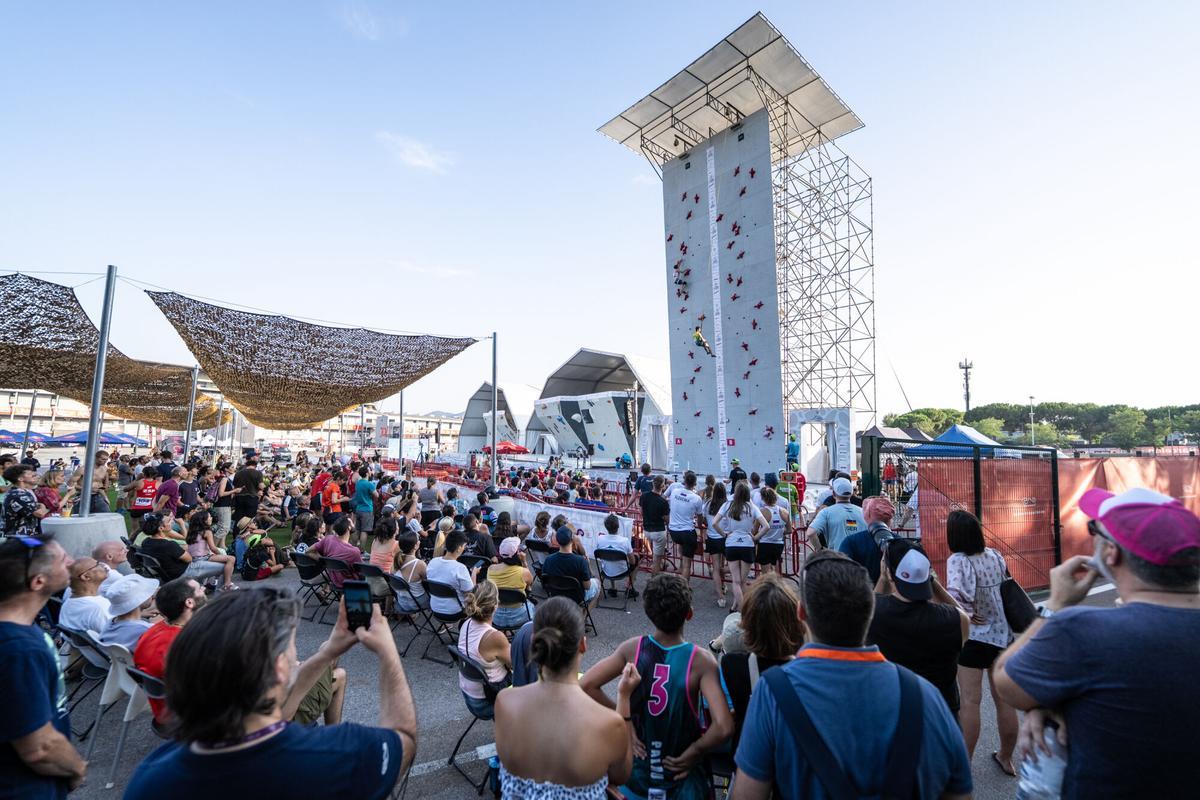 Montmeló (Barcelona). Ambiente durante la competición de escalada de velocidad de la Copa de Europa, celebrada en el marco del festival GRAVITEO en el Circuit de Barcelona-Catalunya. 16 de julio de 2026. Deportes. AUTOR: ZOWY VOETEN