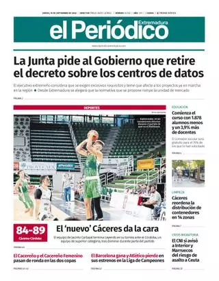 Consulta la portada en papel de El Periódico Extremadura este jueves, 10 de septiembre.