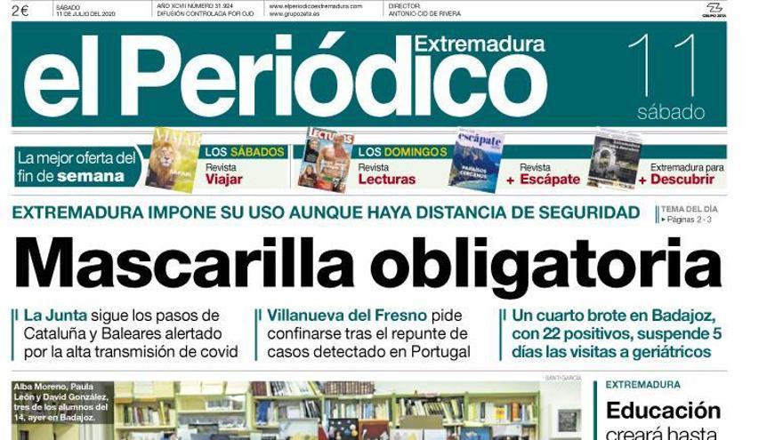 Esta es la portada de EL PERIÓDICO EXTREMADURA correspondiente al día 11 de julio del 2020