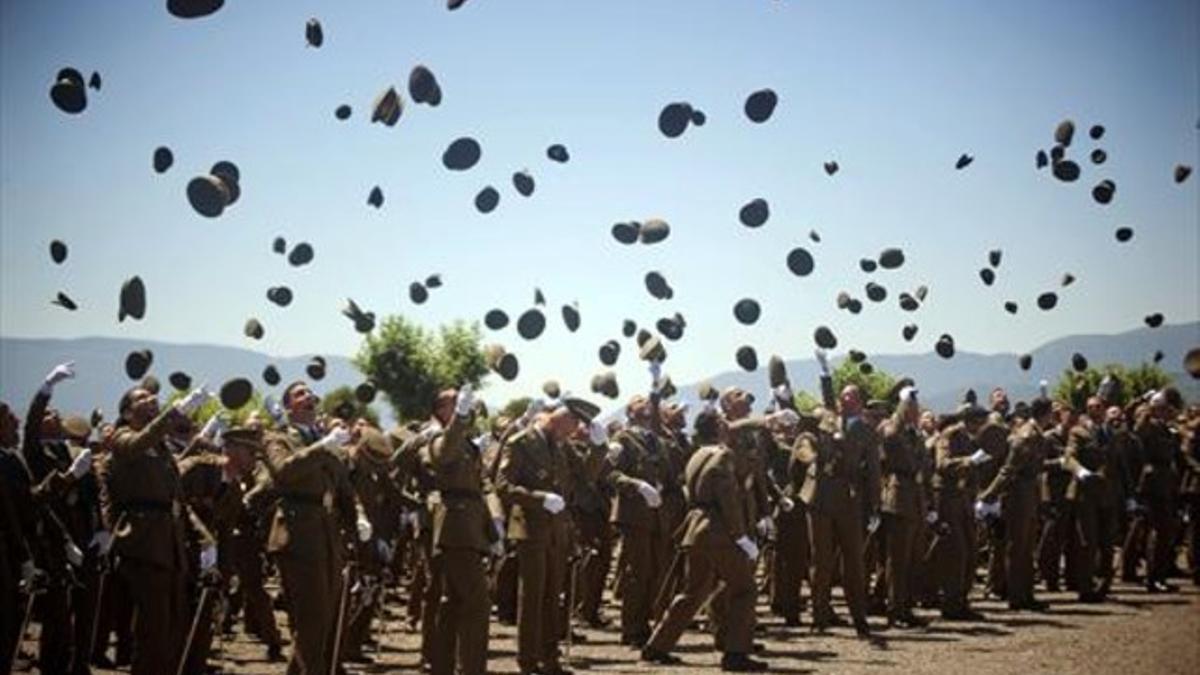 Ceremonia de jura de bandera en la Academia Militar de Talarn, en el Pallars Jussà, el pasado 10 de julio.