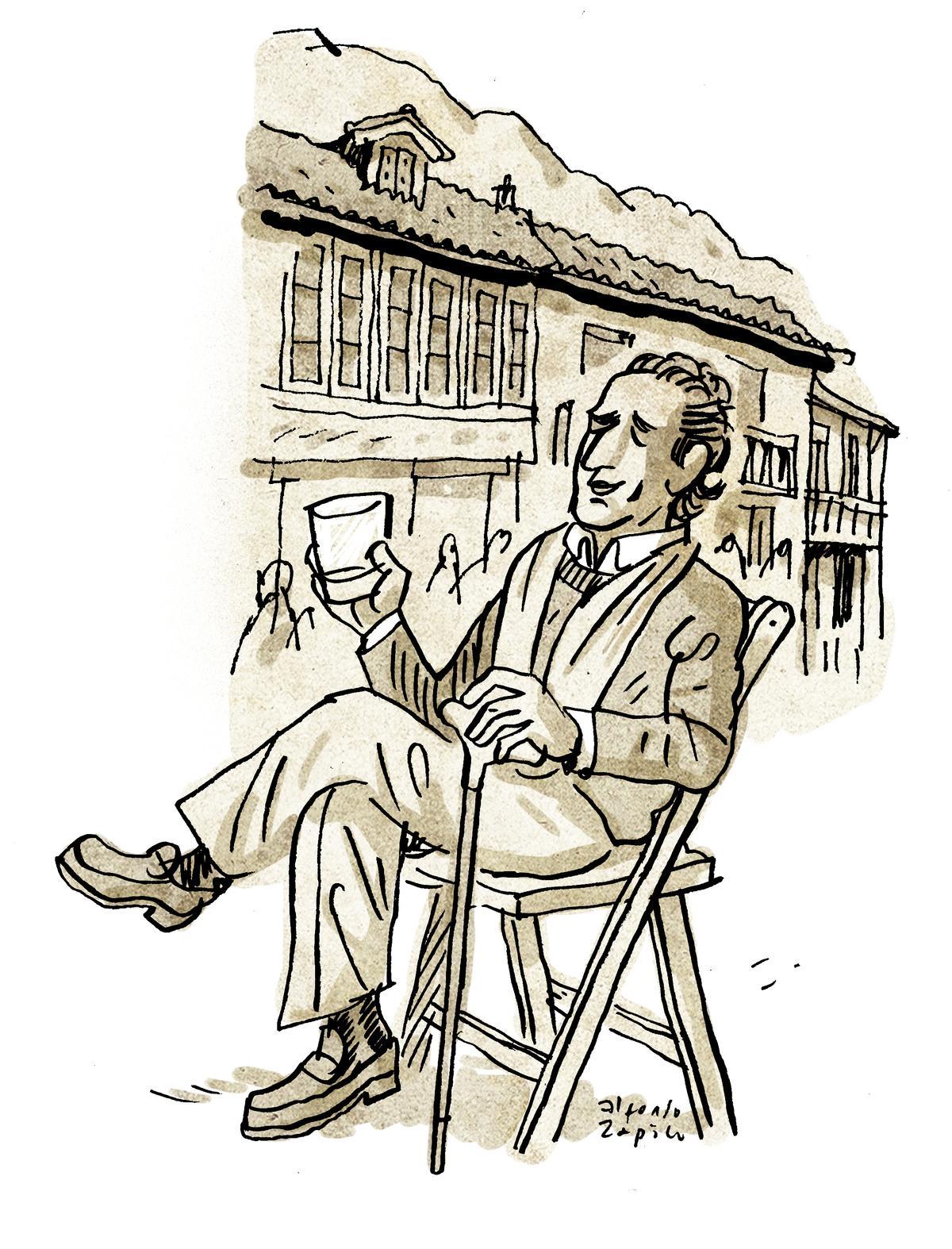 Antonio Gala en Mieres, visto por Alfonso Zapico