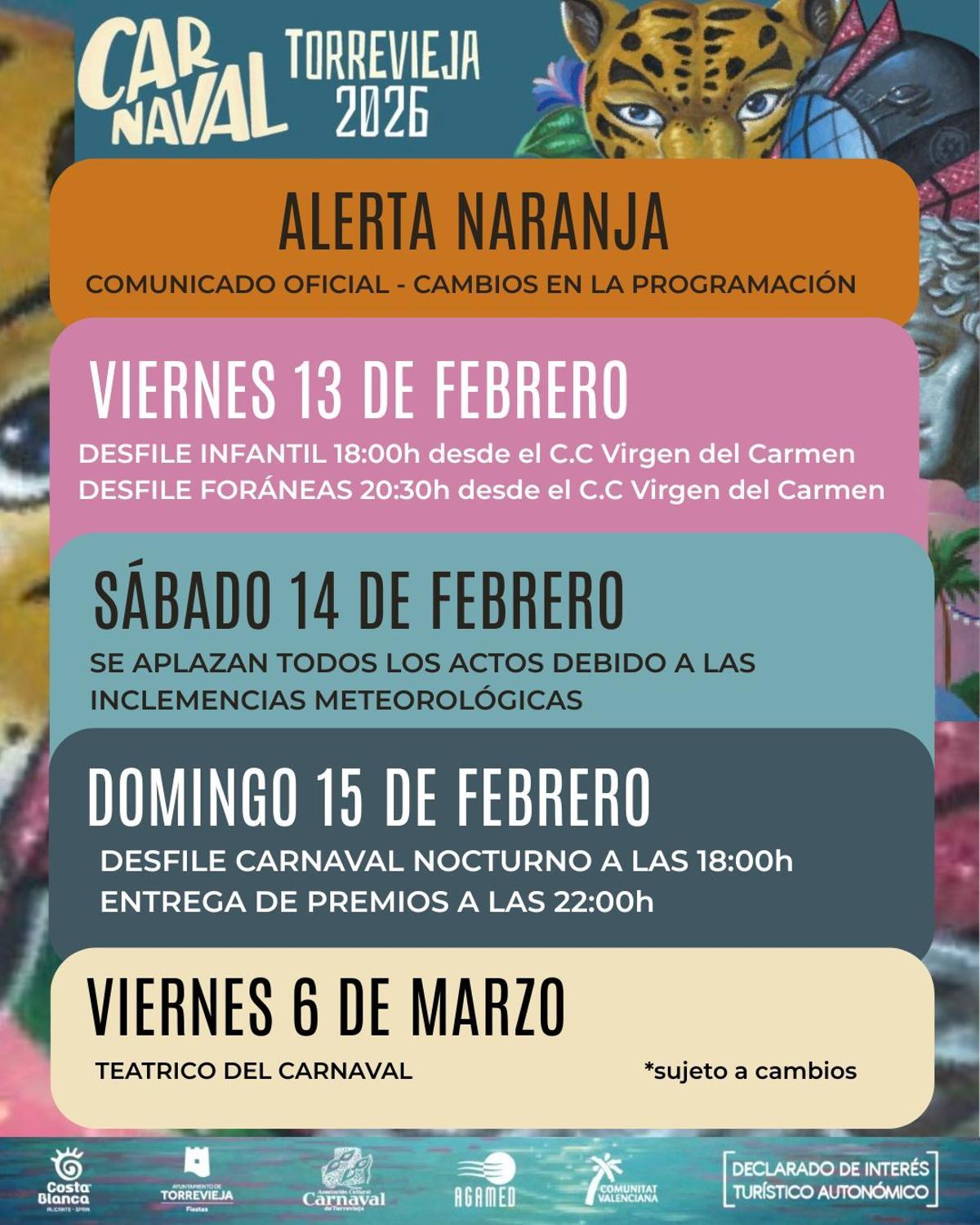 Cambios en el programa de Carnaval de Torrevieja