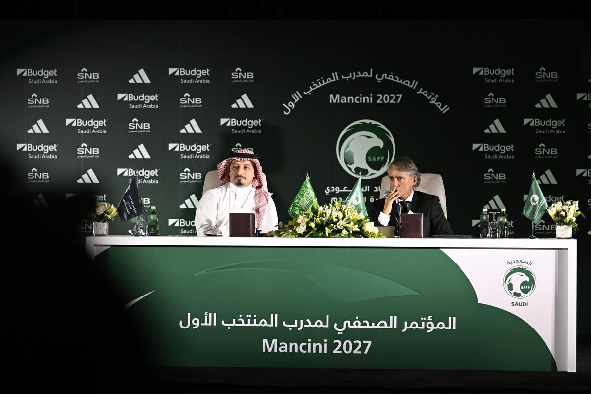 Roberto Mancini, en su presentación como seleccionador de Arabia Saudí.