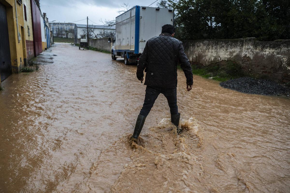 Estado del polígono Charca Musia, en Cáceres, tras la borrasca Marta