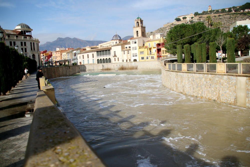 Las precipitaciones han provocado que el río registre un caudal de hasta 53 metros cúbicos por segundo, cuando lo habitual son 3 a su paso por Orihuela