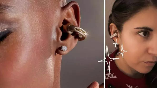 El trampantojo de estilo que tu oreja necesita: earcuffs auriculares con Swarovski