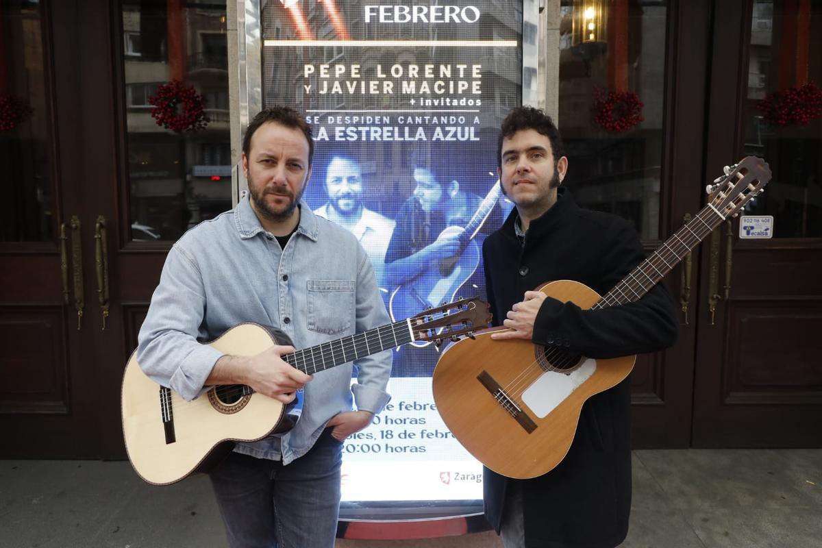 Pepe Lorente y Javier Macipe, en el Teatro Principal de Zaragoza.