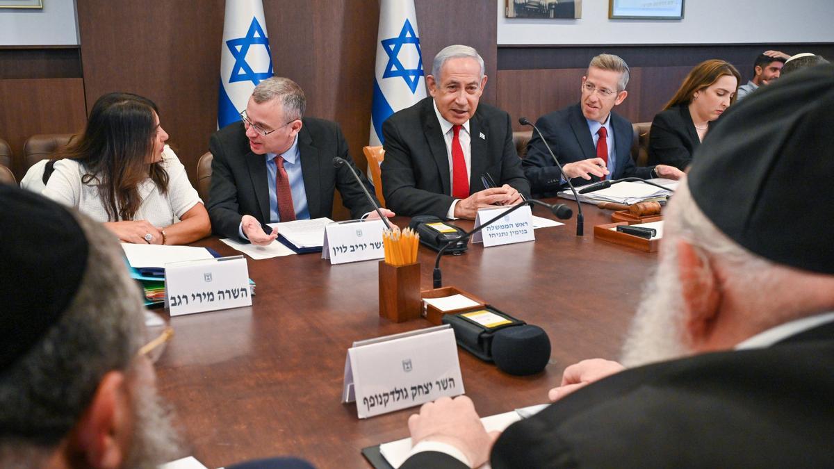El primer ministro israelí, Benjamin Netanyahu, durante una reunión del Consejo de Ministros.