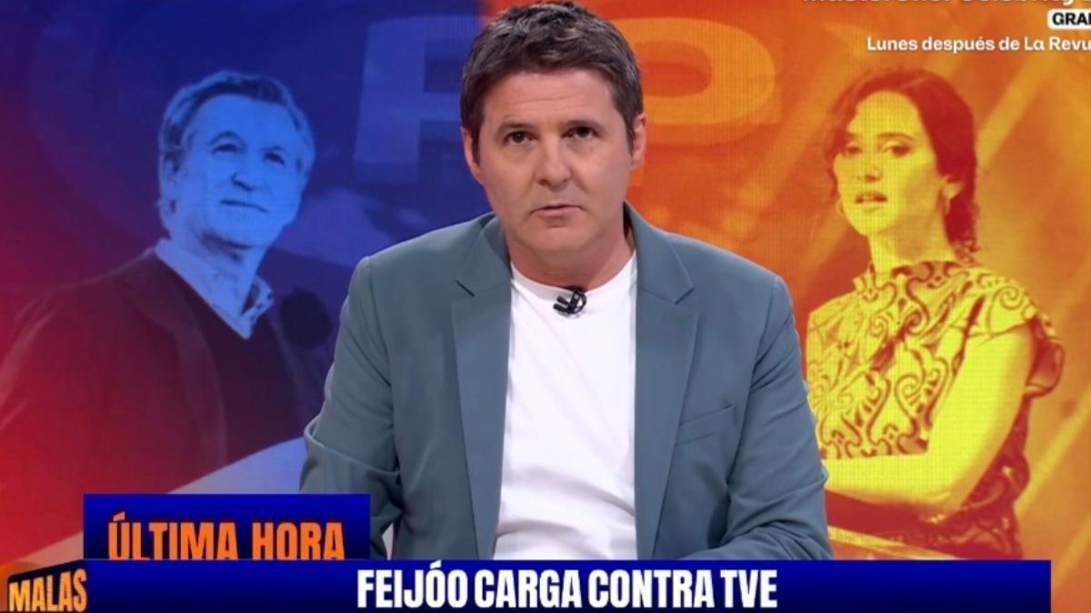 ‘MALAS LENGUAS NOCHE’ | Jesús Cintora se revuelve contra Feijóo y Ayuso por seguir señalando a TVE tras las agresiones a reporteros: «Que nos dejen en paz»