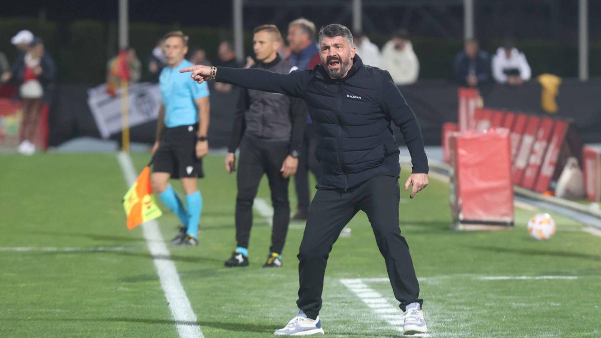 Gennaro Gattuso, durante el partido de Copa del Rey entre La Nucía y el Valencia CF