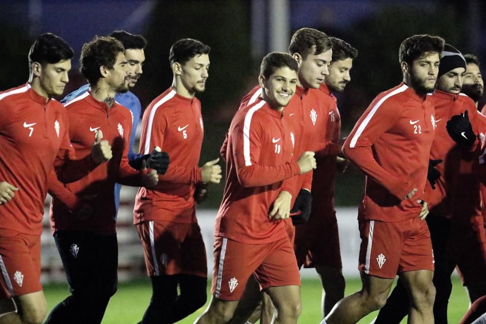 Primer entrenamiento de Baraja con el Sporting