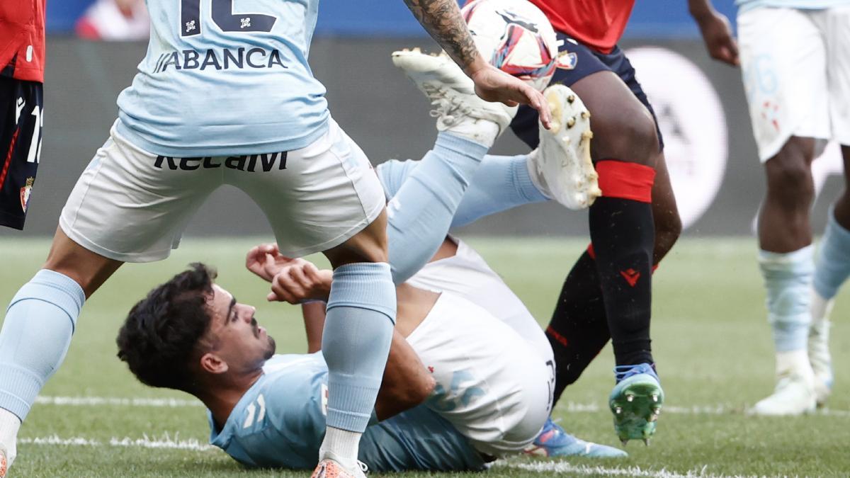 Damián Rodríguez, durante el partido contrra Osasuna