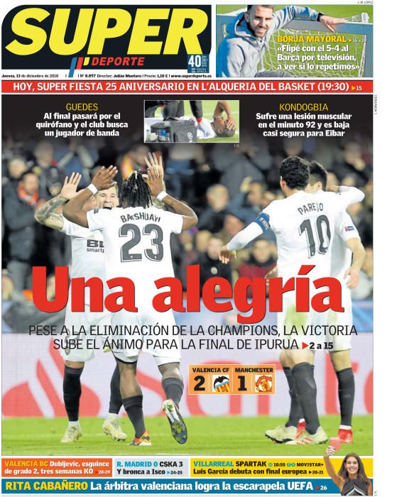 Portada SUPERDEPORTE jueves 13 de ciciembre 2018